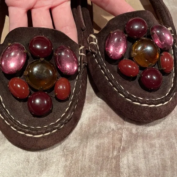 Miu MIU Suede Gemstone Bedazzled Shoes - Picture 3 of 13